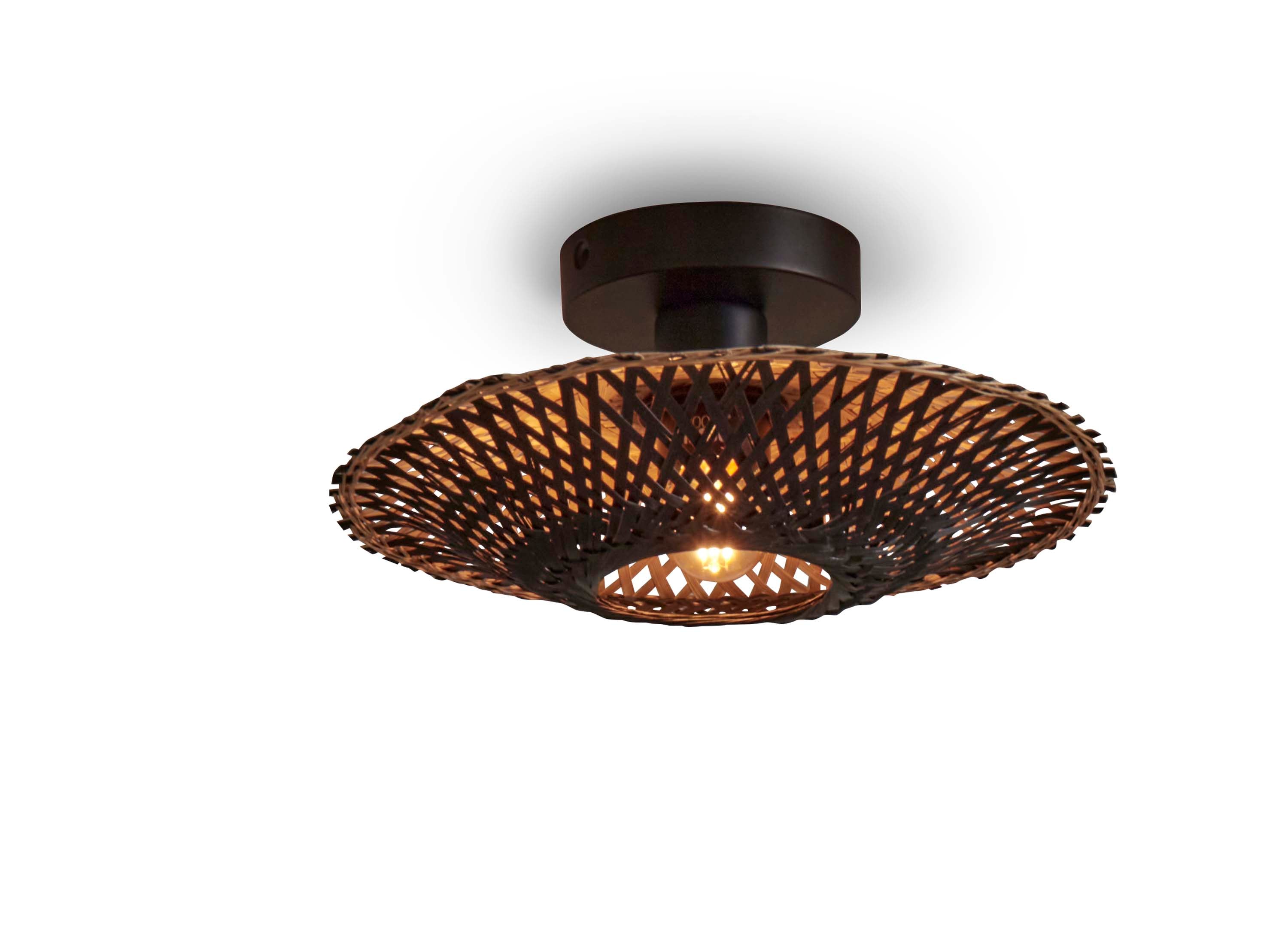 Good&Mojo Kalimantan bamboo ceiling lamp XS, 30x8cm, black